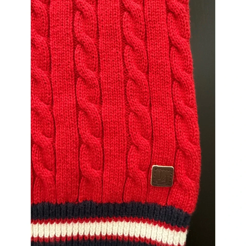 Janie and Jack Cable-Knit Sweater Vest Boys Size 7 Red/‎ Navy Cotton Preppy